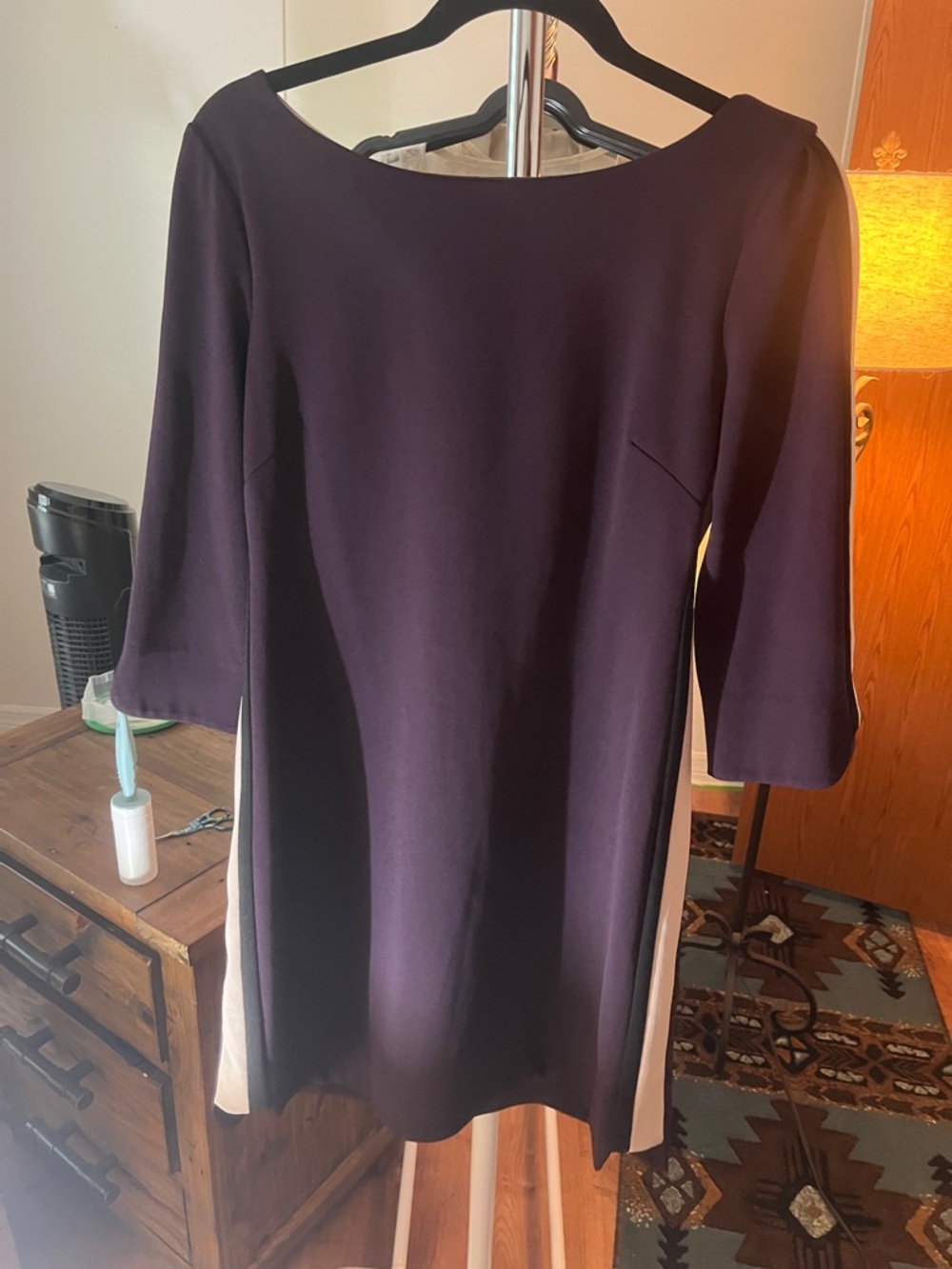 Vince Camuto Navy Shift Dress with Cream Side Panels